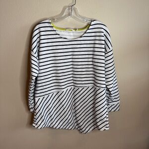 Soft Surroundings Black/white Striped Astrid Top Size LARGE